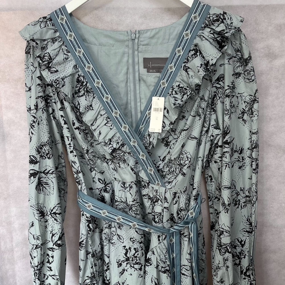ANTHROPOLOGIE Ruffled Wrap Mini Dress XL - Picture 10 of 14
